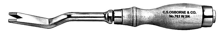 C.S. Osborne Bent Ripping Chisel - With Claw # 761W -3/4 Larger Image-Size & Fit Guide 